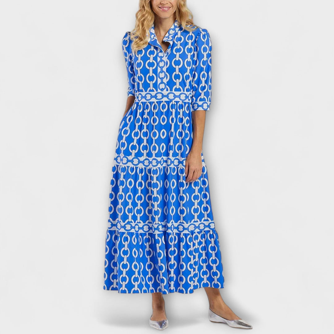Stavroula | Chain Print V-Neck Midi Dress