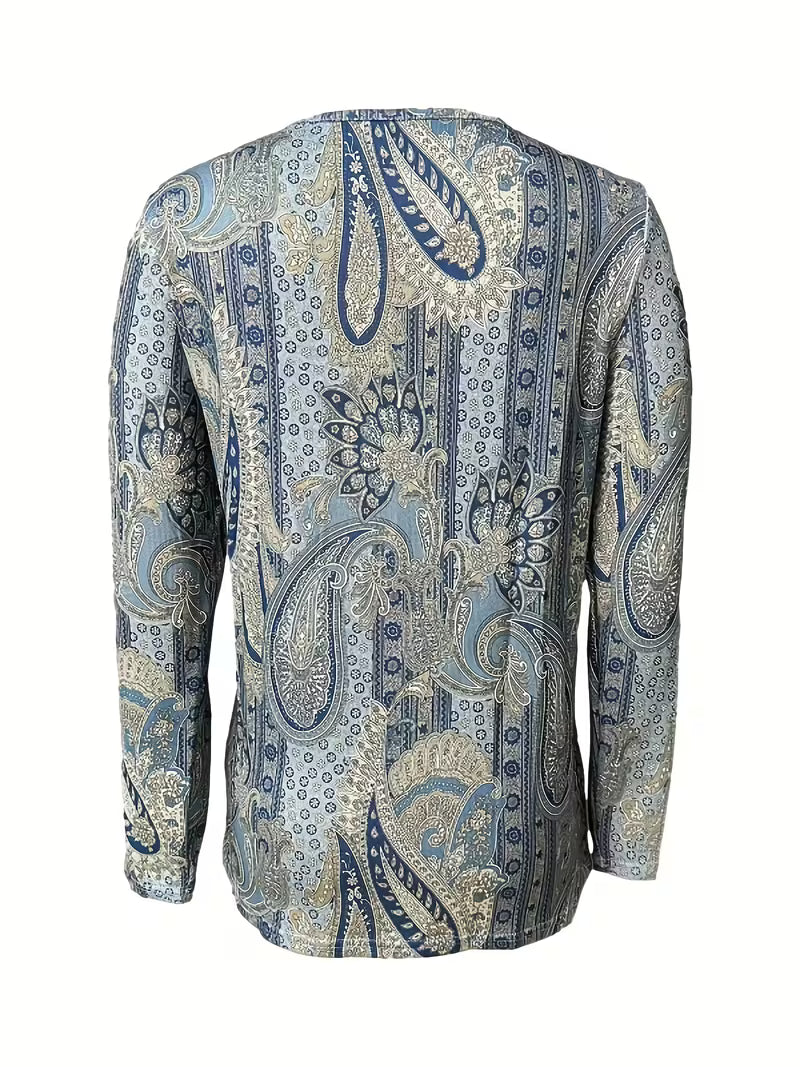 Vespora | Paisley Print Cowl Neck Top with Buttons
