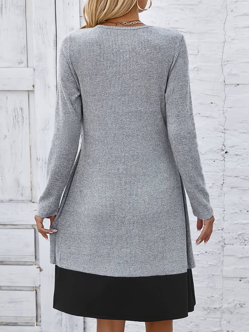 Shirahoshi | Dress Ribbed Long Sleeve Buckle Front