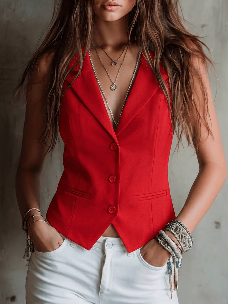 Arden | Elegant Sleeveless Vest with Pockets