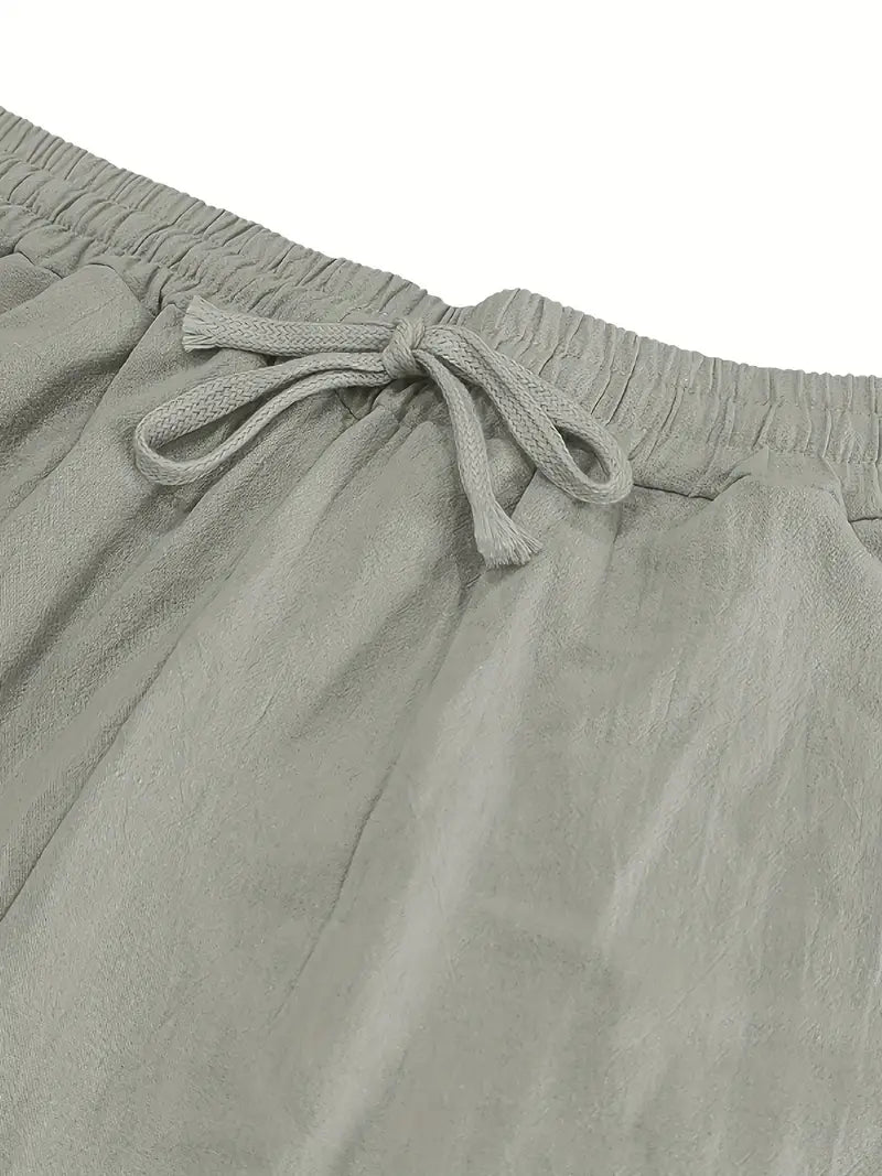 Babaev | Drawstring Wide Leg Casual Linen Pants