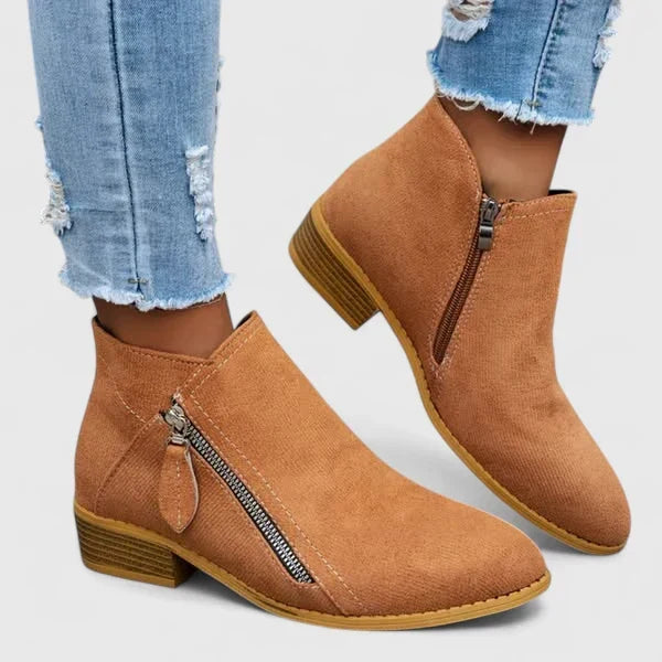 Michelle | Ankle Boots With Zippers and Block Heels