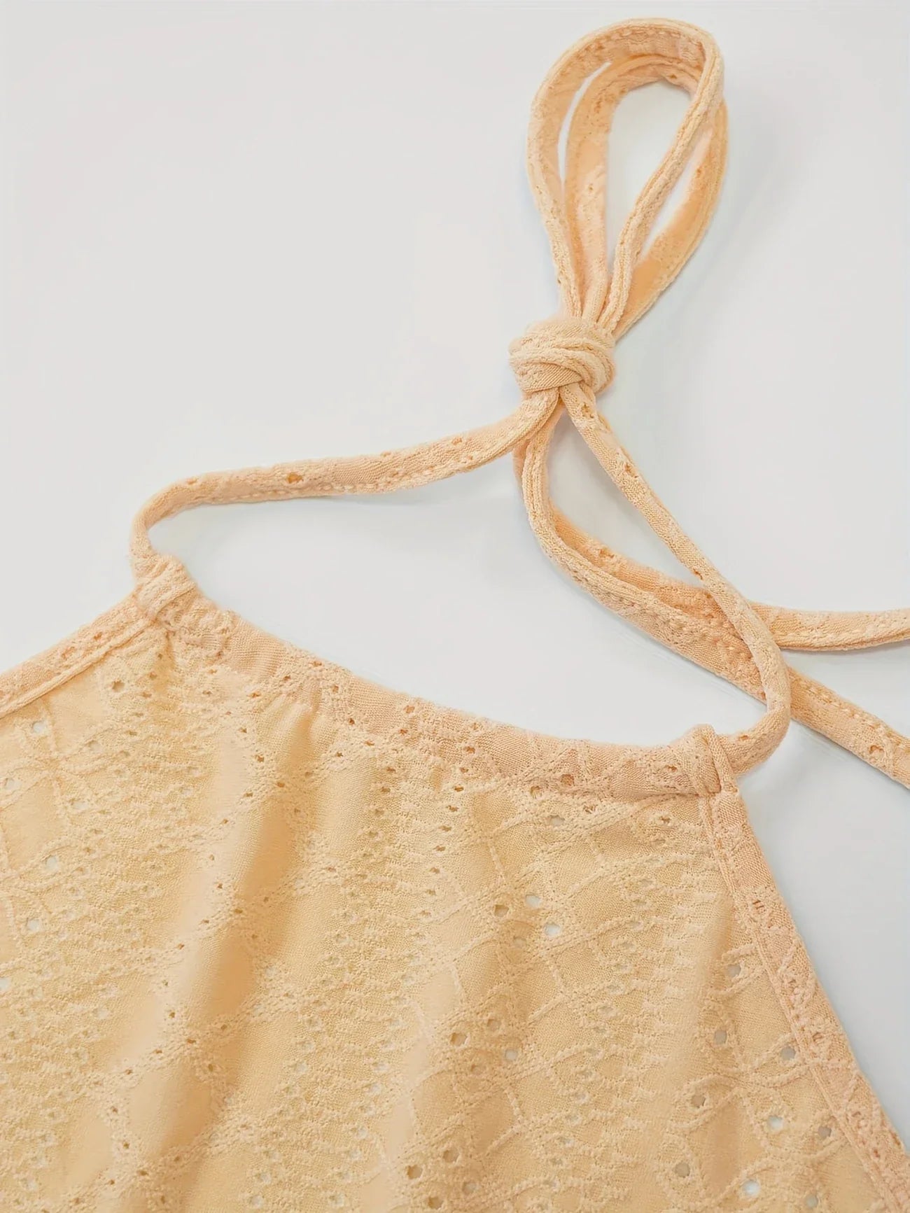 Despina | Halter Neck Textured Crop Top Shorts Set