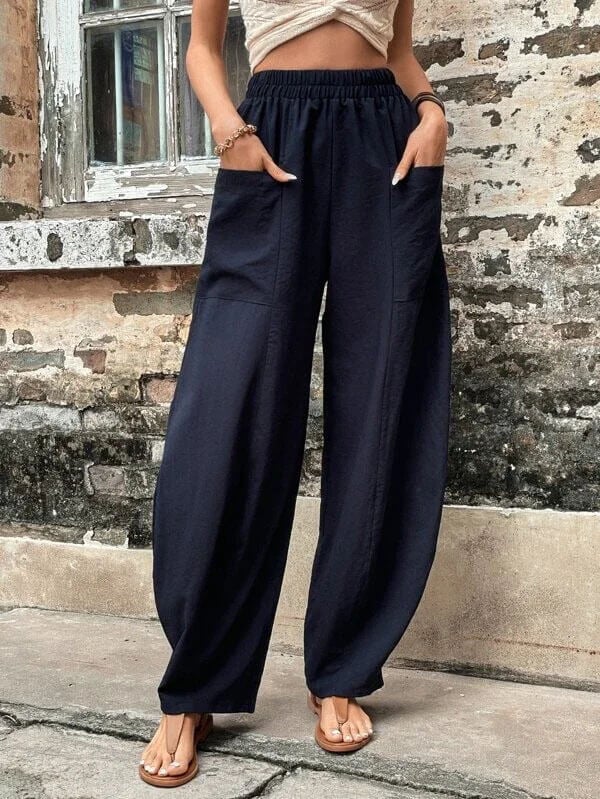 Salomee | Wide Leg Elastic Waist Pocket Pants