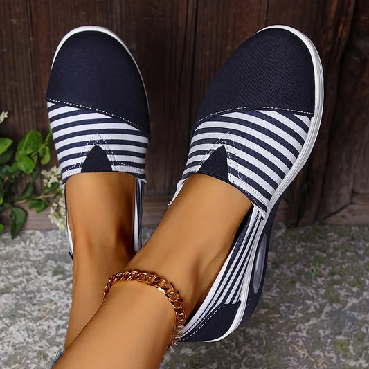 Tasha - Striped Slip On Wedge Sneakers