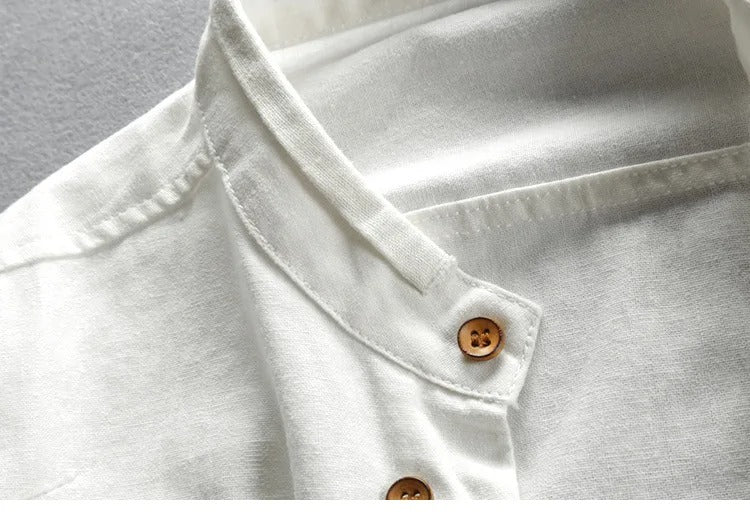 Tevin | Mandarin Collar Long Sleeve Button Shirt
