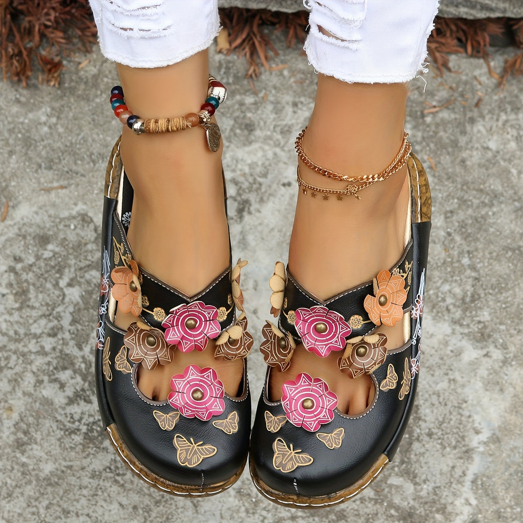 Oprah | Floral Cutout Clog Shoes With Prints