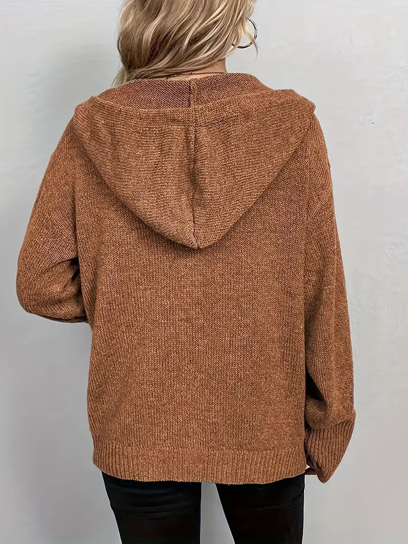 Suthida | Hooded Button Front Knit Cardigan Sweater