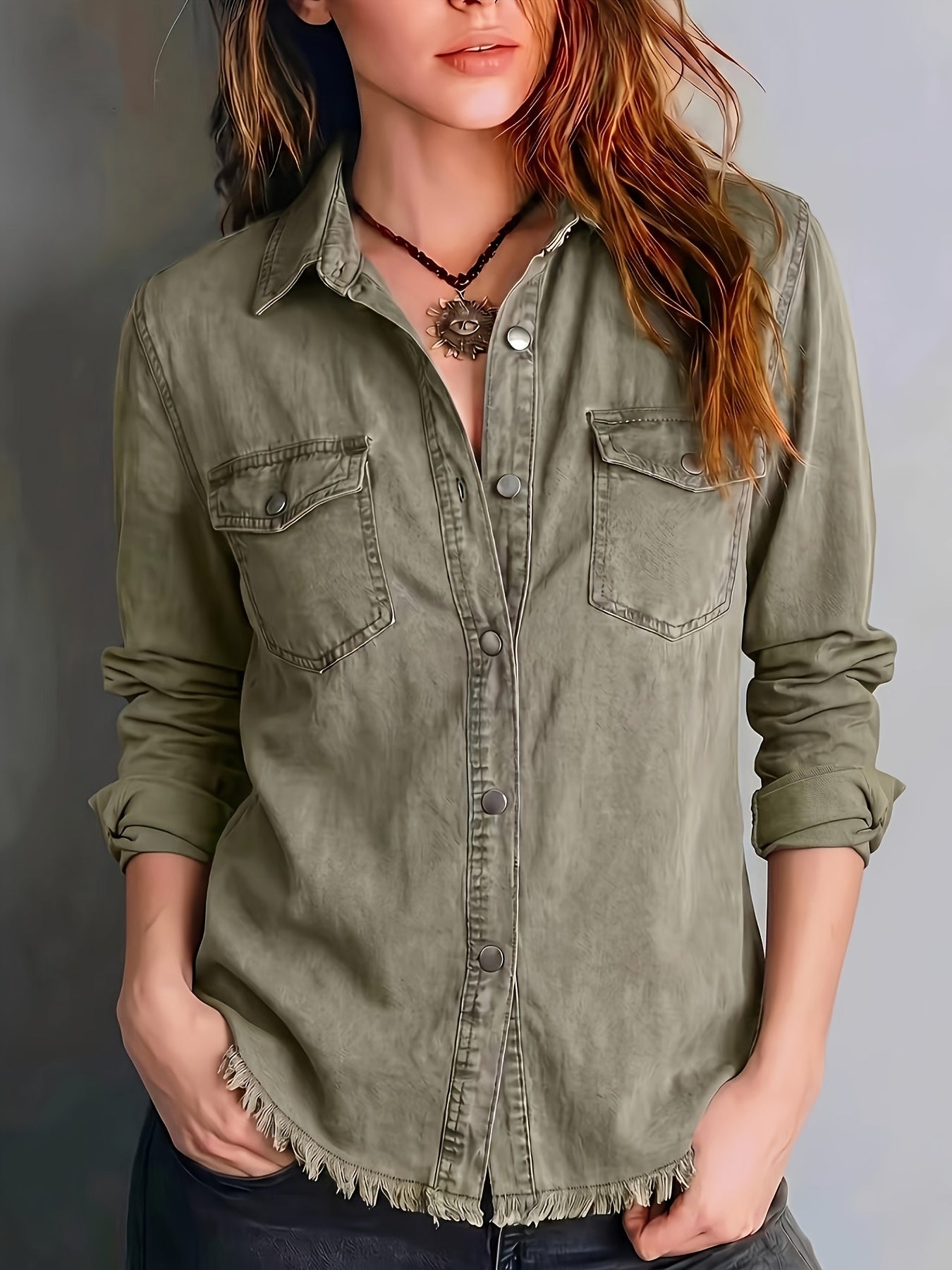 Blazka | Button Front Long Sleeve Shirt with Pockets
