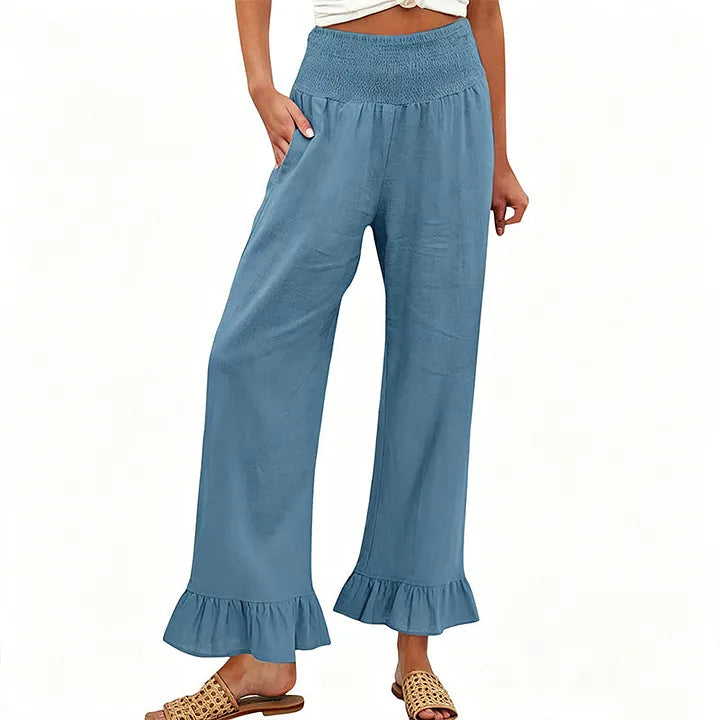 Moriom | Ruffle Hem Wide Leg Pants