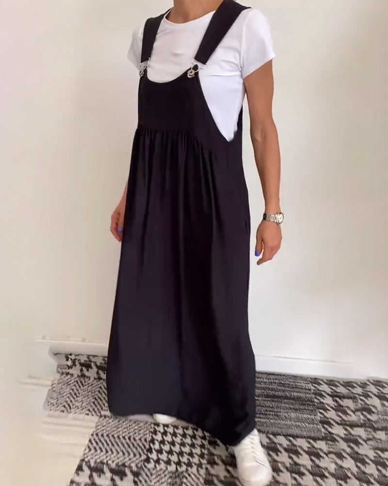 Marleen | Strappy Maxi Dress Gathered Loose-Fit Pinafore Style