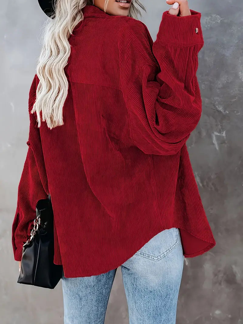 Irmela | Long Sleeve Corduroy Button Shirt