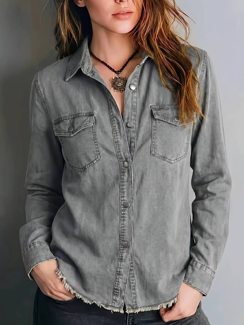 Blazka | Button Front Long Sleeve Shirt with Pockets