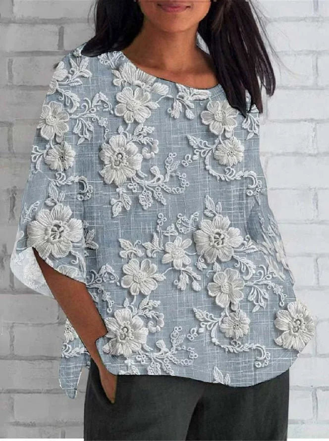 Shirin | Floral Embroidered Loose Fit Blouse