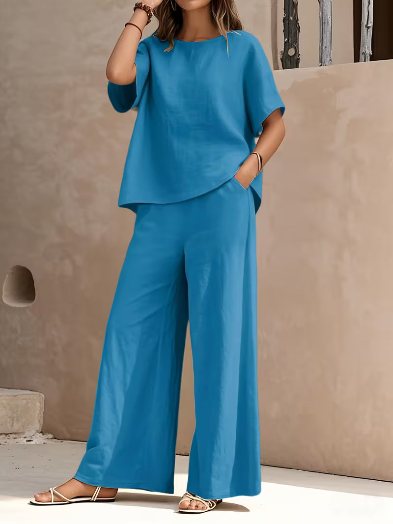 Josy | Trouser Set with Short Sleeve Relaxed Top