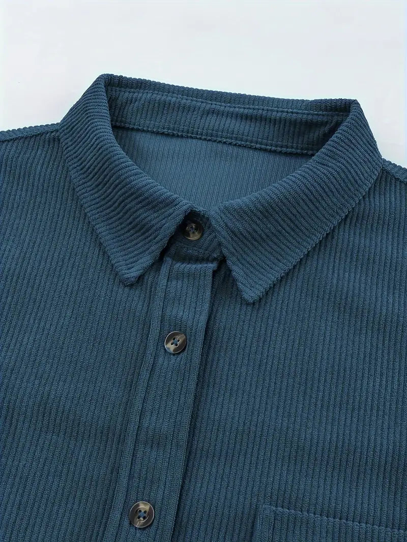 Irmela | Long Sleeve Corduroy Button Shirt