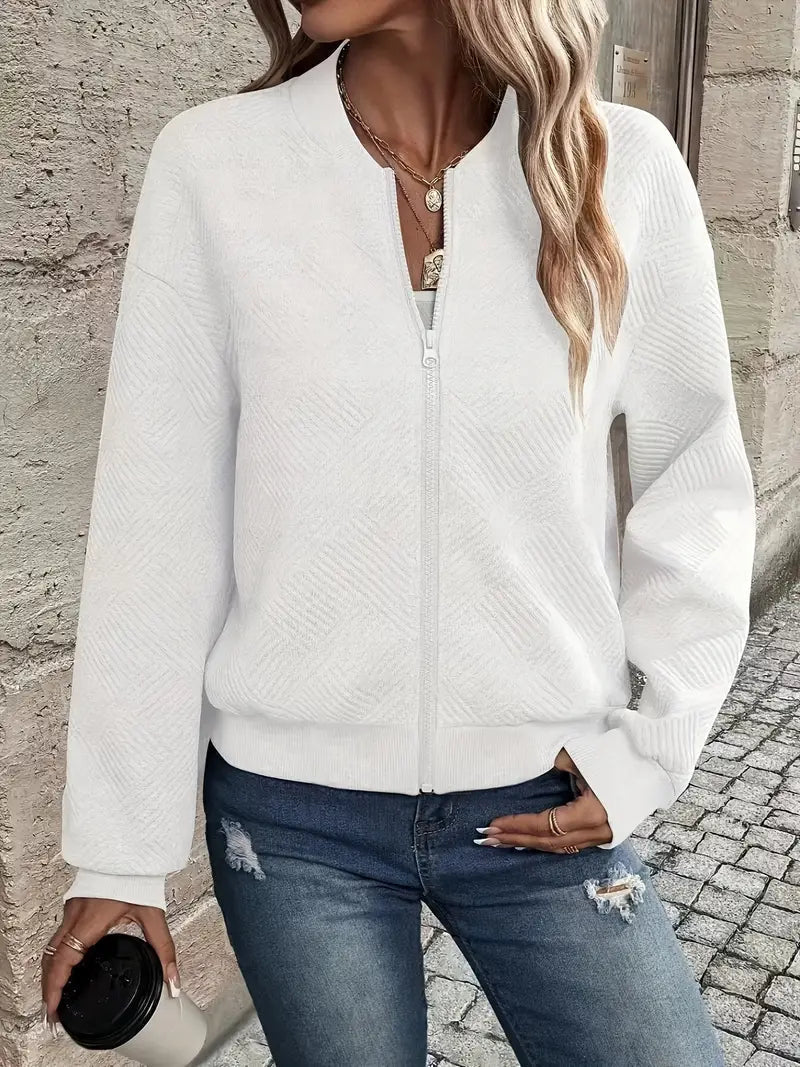 Juanita | Textured Zip-Up Long Sleeve Jacket