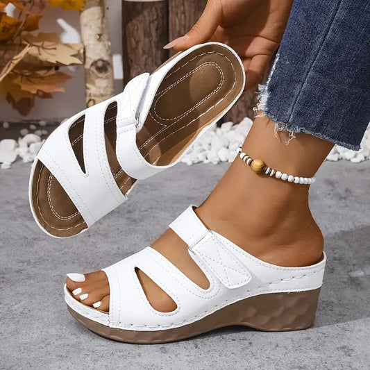 Rowella | Wedge Heel Open Toe Slide Sandals