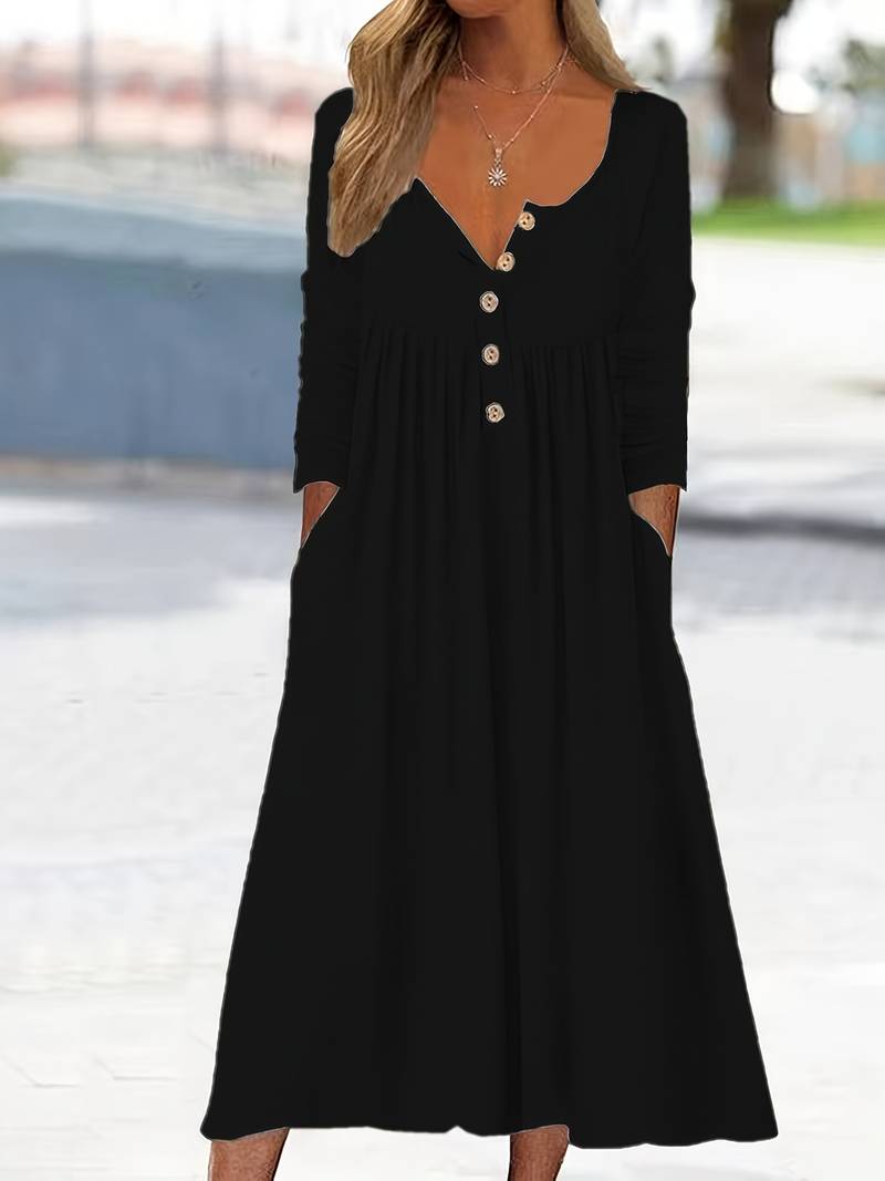 Imethma | Maxi Dress Long Sleeve Button Pocket