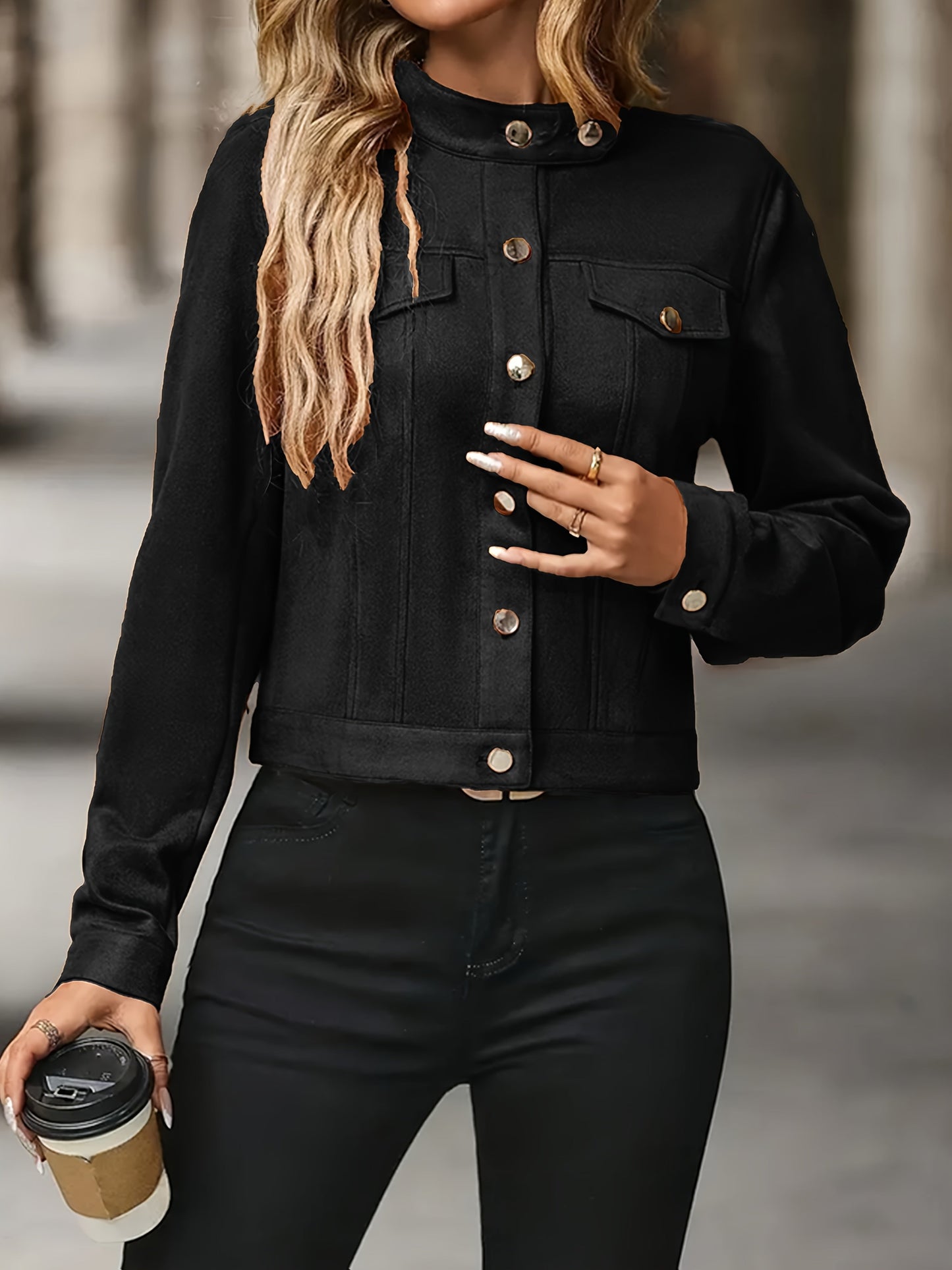 Slavica | Long Sleeve Button Front Jacket