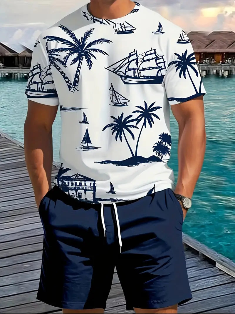 Barea | Tropical Print T Shirt Shorts Set
