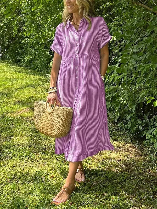 Samara | Striped Short Sleeve Shirt Dress