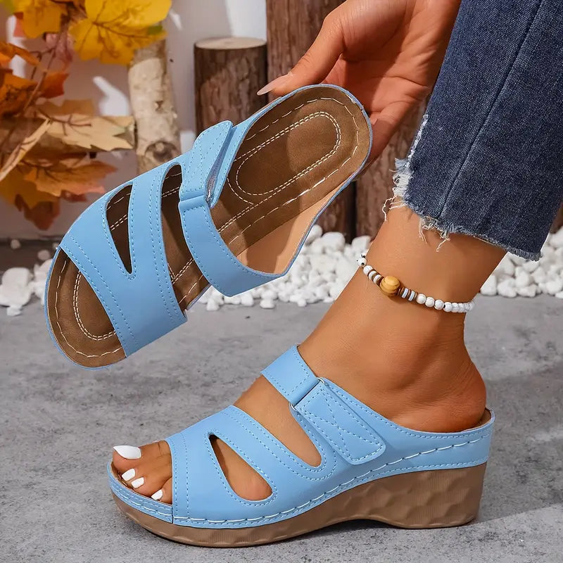 Rowella | Wedge Heel Open Toe Slide Sandals