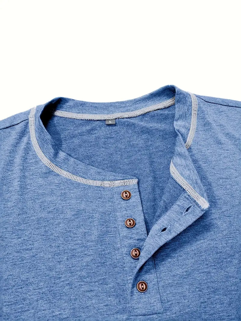 Orazio | Henley Short Sleeve Contrast Stitch Shirt
