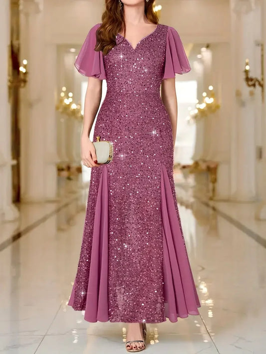 Hinrikka | Red Sequin Maxi Evening Dress