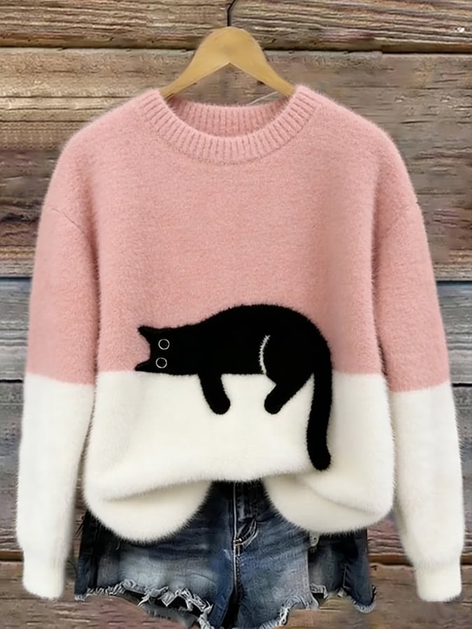 Kalisine | Casual Cat Graphic Sweater in Multiple Colors