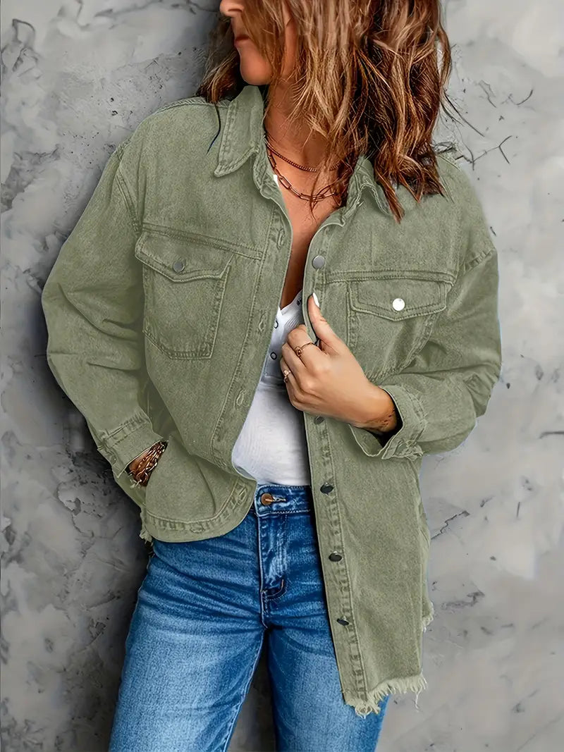 Malika | Denim Jacket with Long Sleeves and Pockets