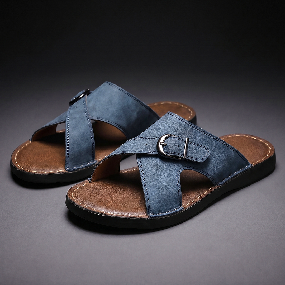 Sentner | Slide Sandals With Buckle Cross Straps