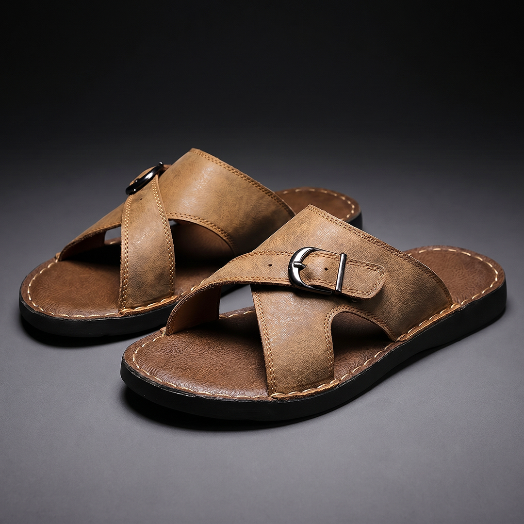 Sentner | Slide Sandals With Buckle Cross Straps