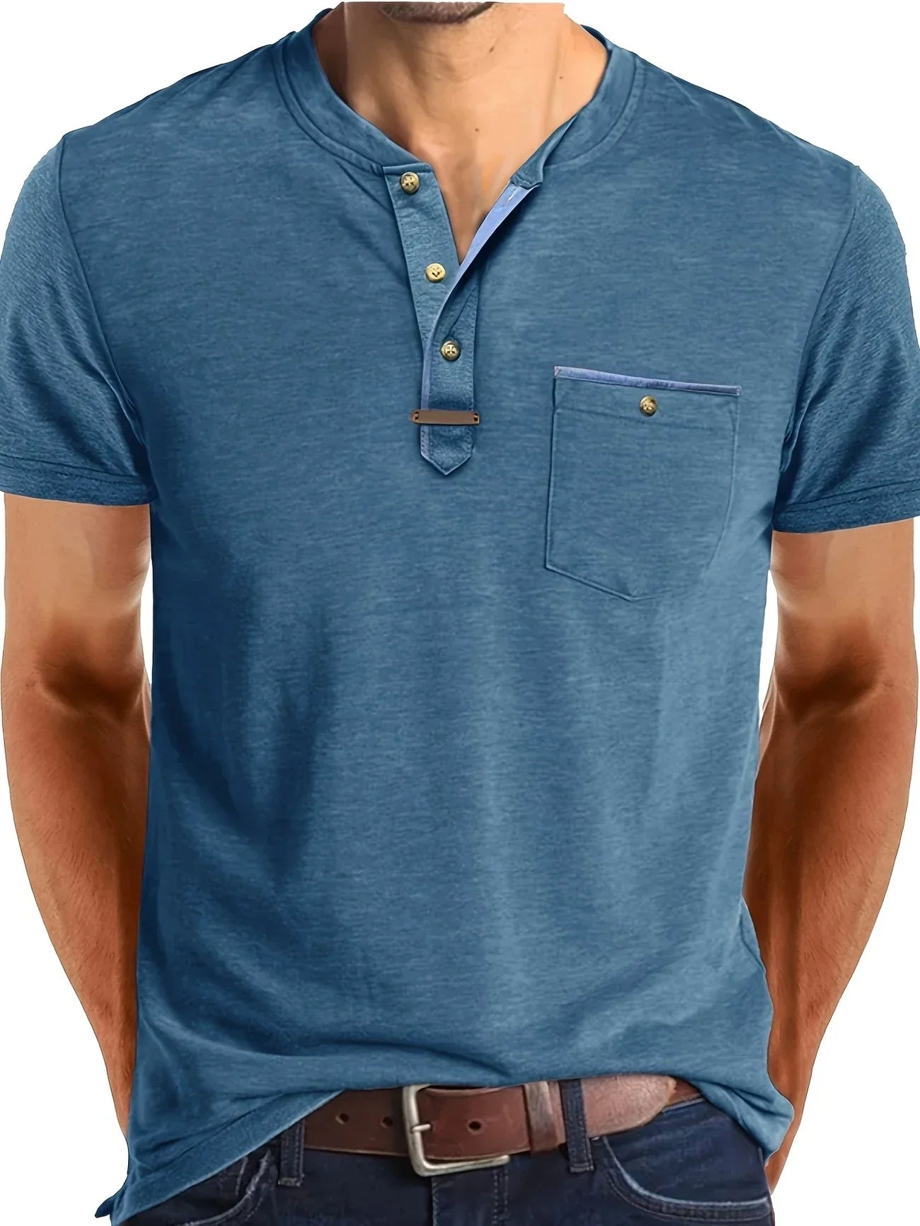 Saxon | Short Sleeve Pocket Henley T Shirt