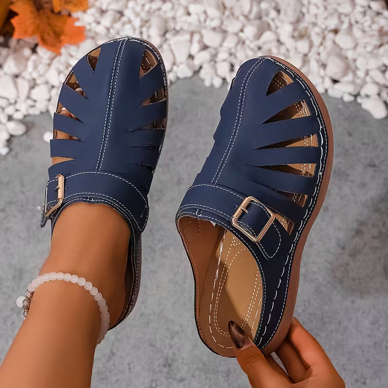 Alvena | Closed Toe Cutout Sandals with Buckle
