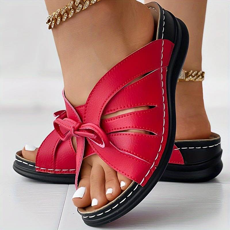 Ranya | Open Toe Cutout Wedge Slippers