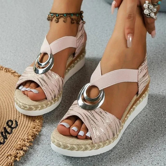 Soultana - Wedge Sandals Open Toe Ring Detail