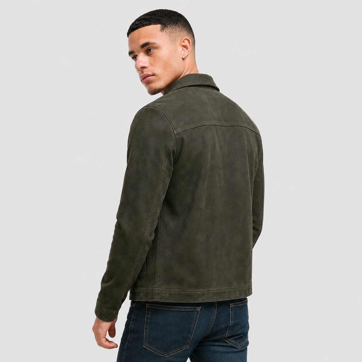 Arcadio | Jacket With Point Collar and Front Zipper