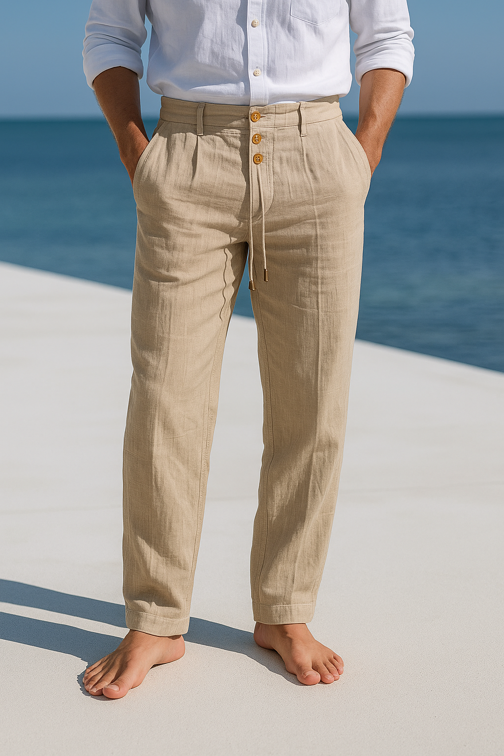 Alexandre | Pants With Drawstring Waist and Button Front