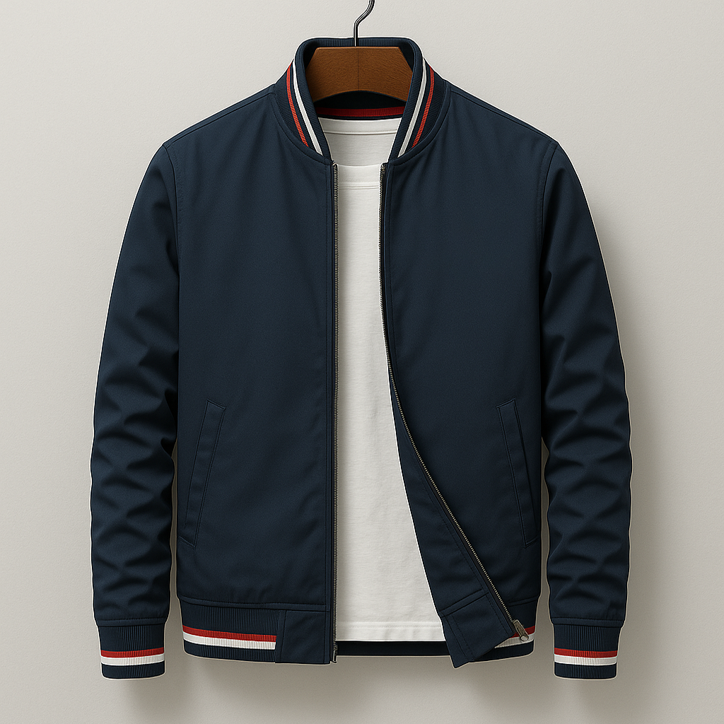 Reynaldo | Bomber Jacket With Striped Ribbed Trim