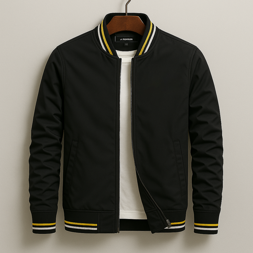 Reynaldo | Bomber Jacket With Striped Ribbed Trim