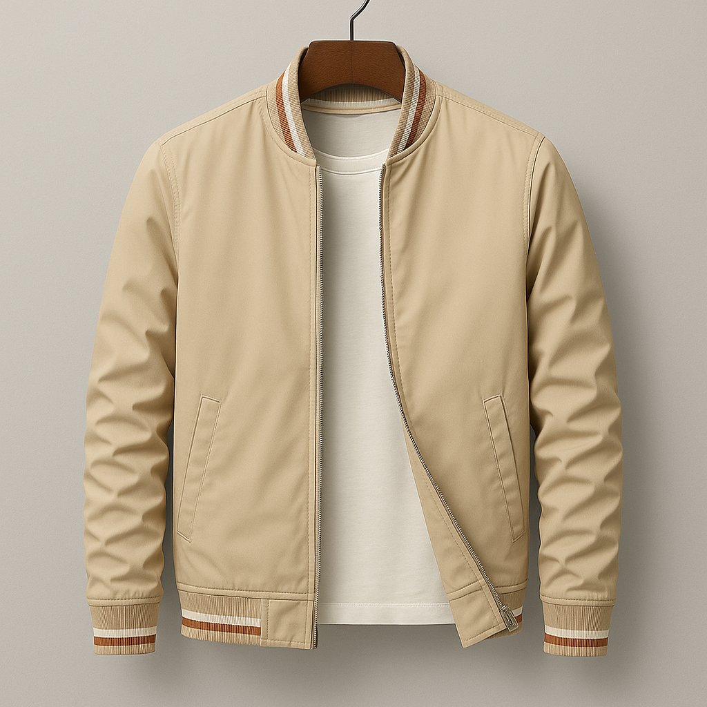 Reynaldo | Bomber Jacket With Striped Ribbed Trim