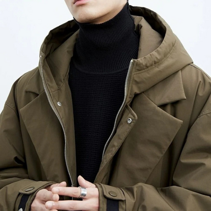 Salome | Coat With Hood and Notched Lapel Collar