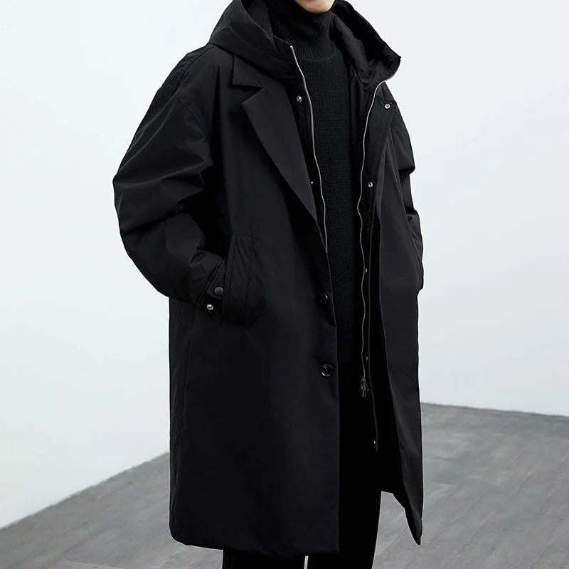 Salome | Coat With Hood and Notched Lapel Collar