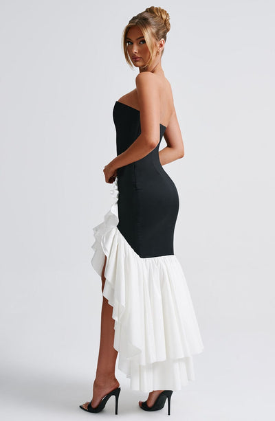 Vasileia | Strapless Ruffle High-Low Maxi Dress