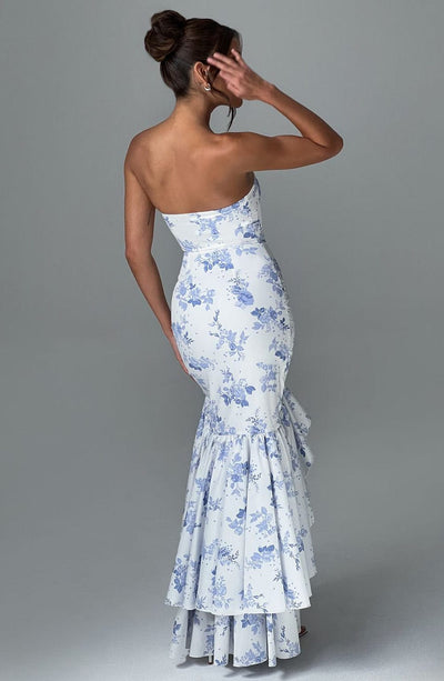 Vasileia | Strapless Ruffle High-Low Maxi Dress