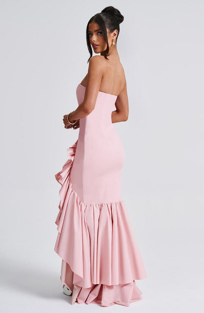 Vasileia | Strapless Ruffle High-Low Maxi Dress