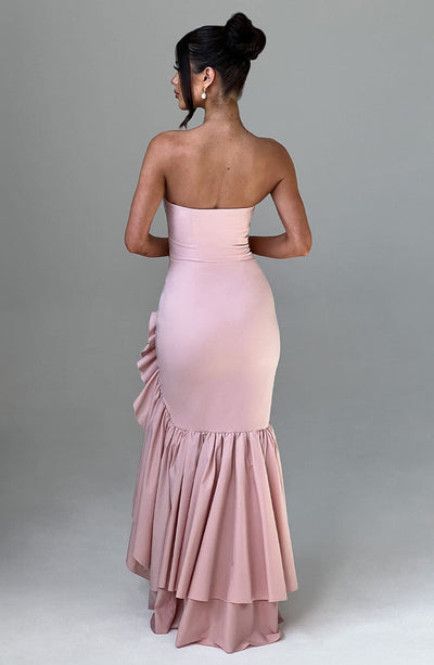 Vasileia | Strapless Ruffle High-Low Maxi Dress