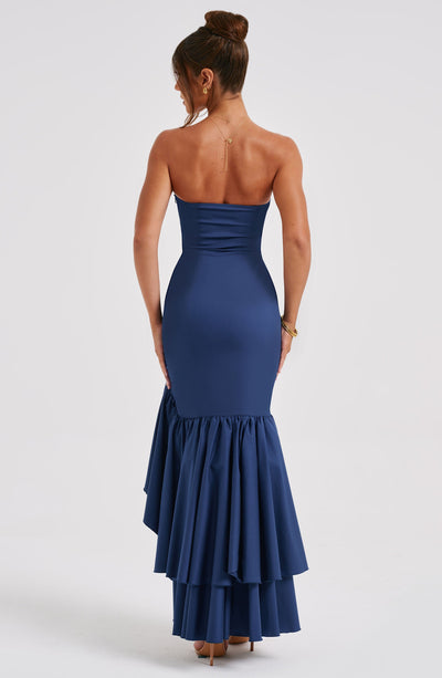 Vasileia | Strapless Ruffle High-Low Maxi Dress