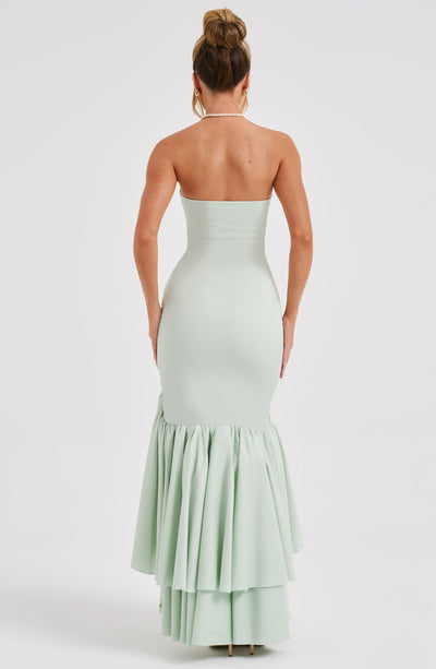 Vasileia | Strapless Ruffle High-Low Maxi Dress